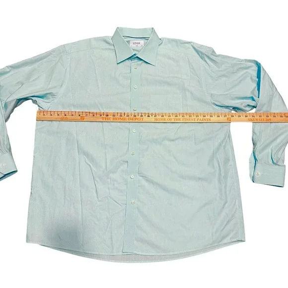 Eton Classic Dress‎ Shirt Mens 18.5 47 Light Blue Striped Long Sleeve - Picture 5 of 7